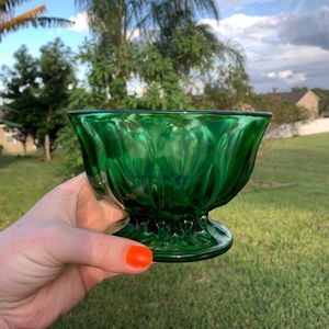 Vintage emerald glass bowl